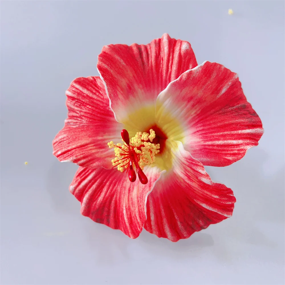 10 Pcs/set Artificial Hibiscus with Stem 11CM Hawaiian Foam Flower Headwear Luau Beach Wedding Hawaiian Party Decorations