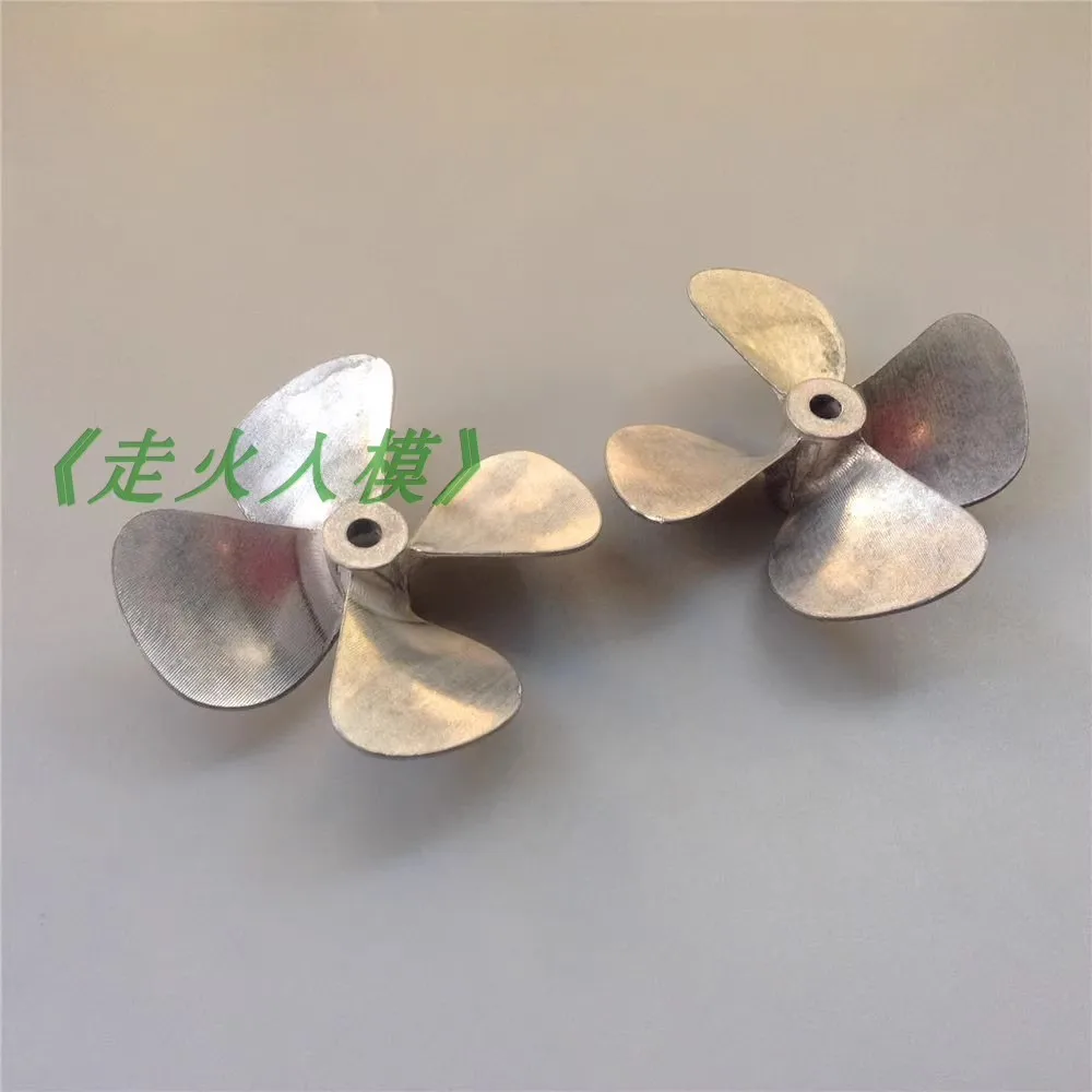 Vierblatt-Propeller, 60 mm Durchmesser, 4 mm Loch, ferngesteuertes Segeln, Modellboot, Zinklegierung, runde Klingen