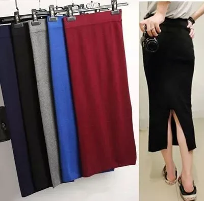 

Autumn Winter High Waist Knitted Dr Women's Bodycon Skirt Long Midi Skirt Pencil Skirt Korean Sle Commute