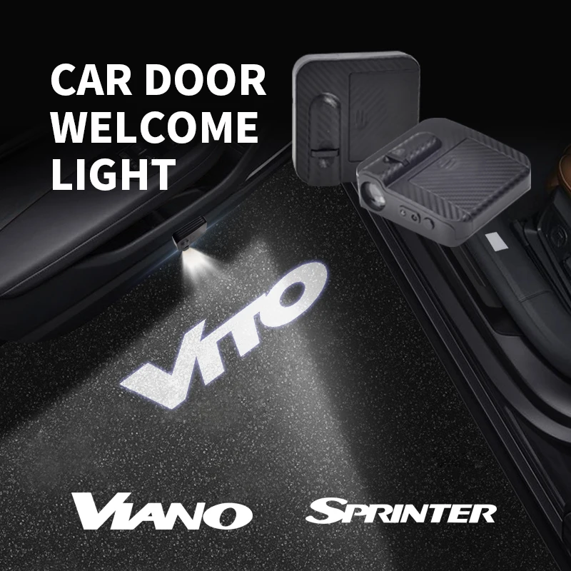 HD LED For Vito Viano Sprinter Logo V Class W638 W639 W447 V260 313 311 CDI Car Door Courtesy Light HD Projector Welcome Lamp