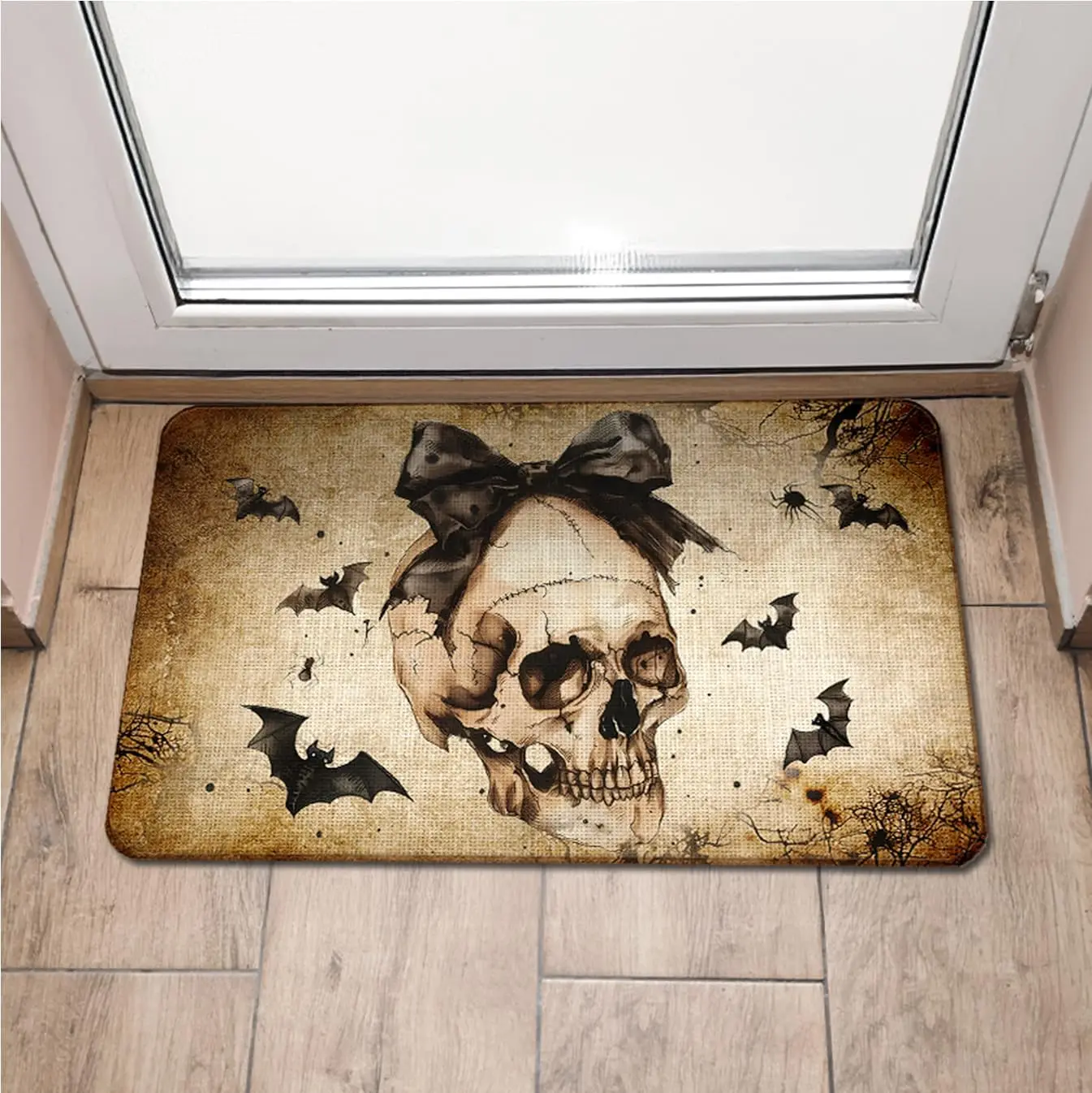 Halloween Themed Door Mat Skeleton Pattern Interesting Carpet Entrance Durable and Soft Indoor Floor Mat Home Decoration