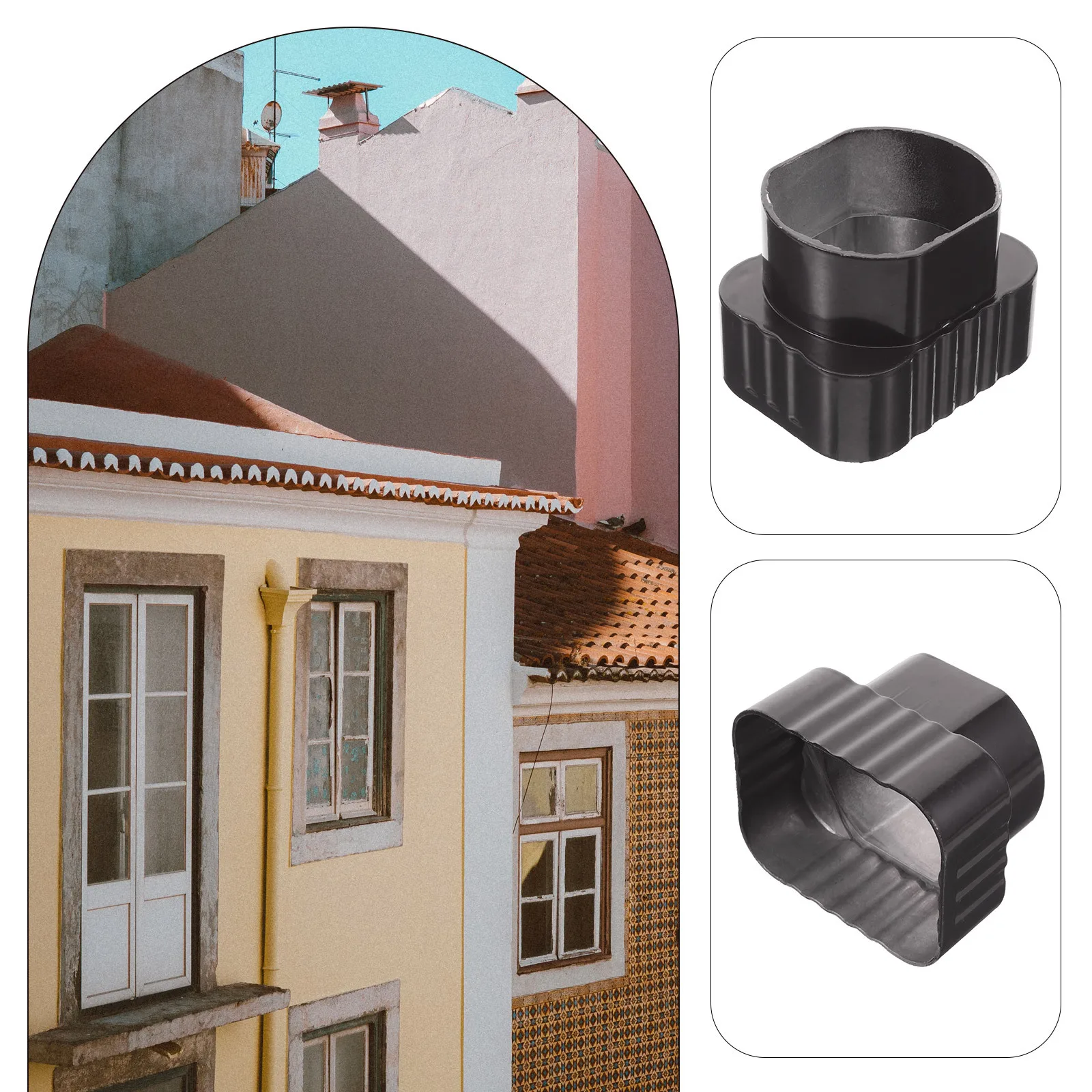 

Downspout Gutter Adapter Sturdy Lightweight Wide Mouth Design For Rainwater Drainage Connector Outdoor Roof Gutter System Pipe