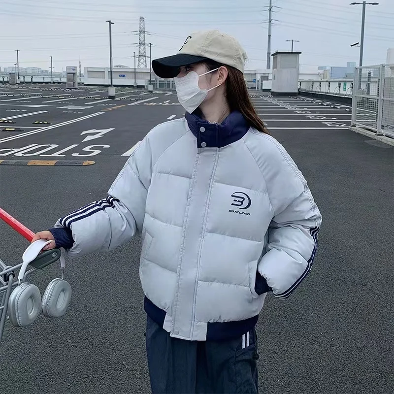 Autumn and Winter American High Collar Cotton-padded Jackets Women's Thickened Warm Loose Casaul Versatile Zipper Parkas Coats