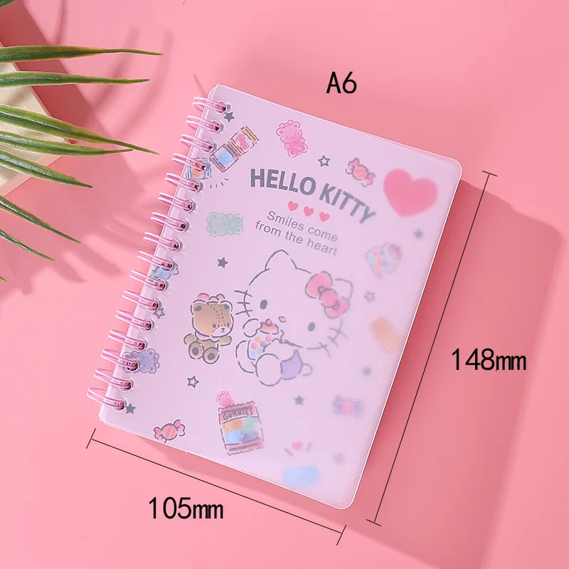 Sanrio A6 Notebook Kuromi Melody Cinnamoroll Portable Coil Account Book Cartoon Student Pocket Kawaii Notepad school Stationery