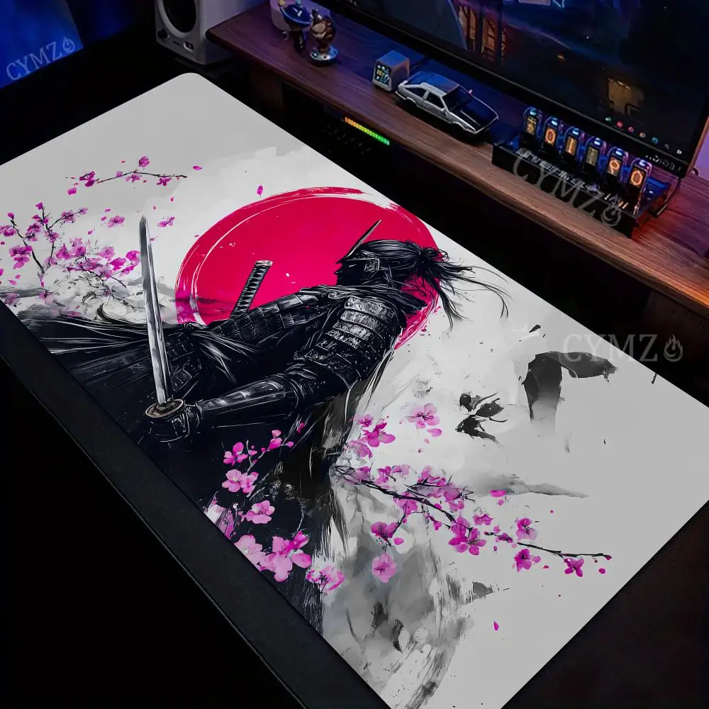 

Коврик для мыши с дизайном «Самурай и красная луна Сакура», коврик для стола, игровой коврик, нескользящий коврик для мыши, аксессуары для ПК, офисный коврик для мыши, настольный коврик