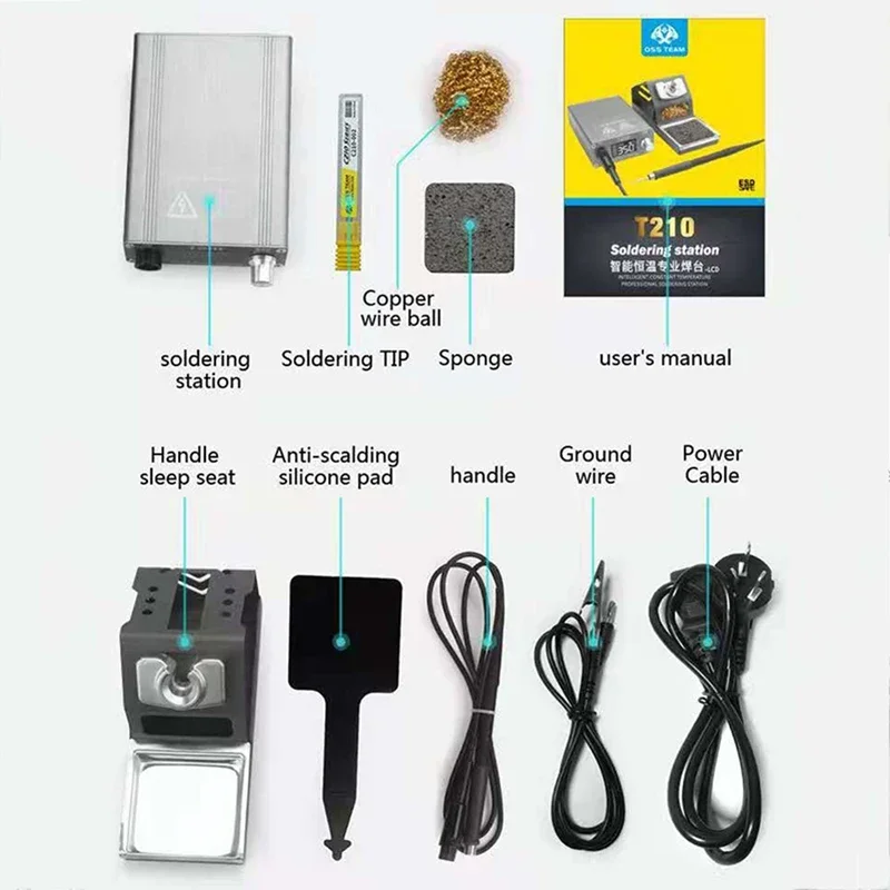 T210 OSS เครื่องเชื่อมเหล็กไฟฟ้า75W อุปกรณ์เชื่อมสายไฟอุณหภูมิคงที่ชุดอุปกรณ์ช่างเชื่อมซ่อมปรับได้