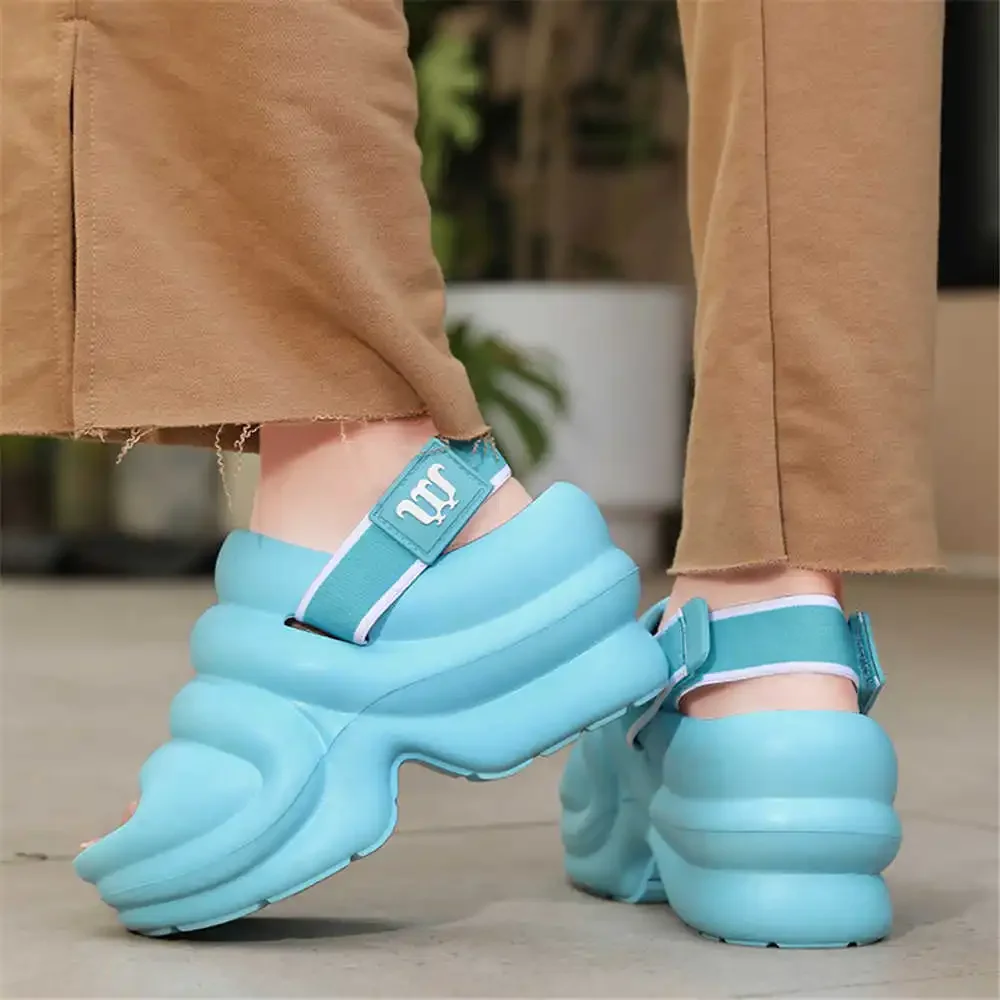 Blue Round Foot Slippers For Home Couple 34 Size Women\'s Shoes Low Heel Sandals For Women Sneakers Sport Team Importers