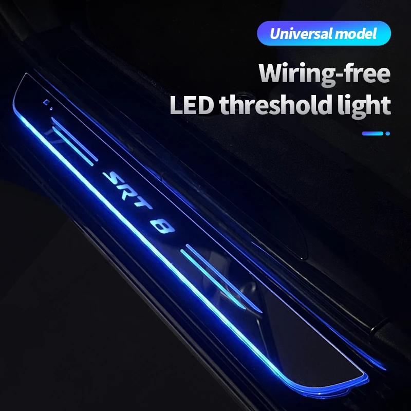 Acrylic USB Power Moving LED Welcome Pedal Car Scuff Plate Pedal Door Sill Pathway Light For Dodge SRT CHALLERGER SRT6 SRT8 10