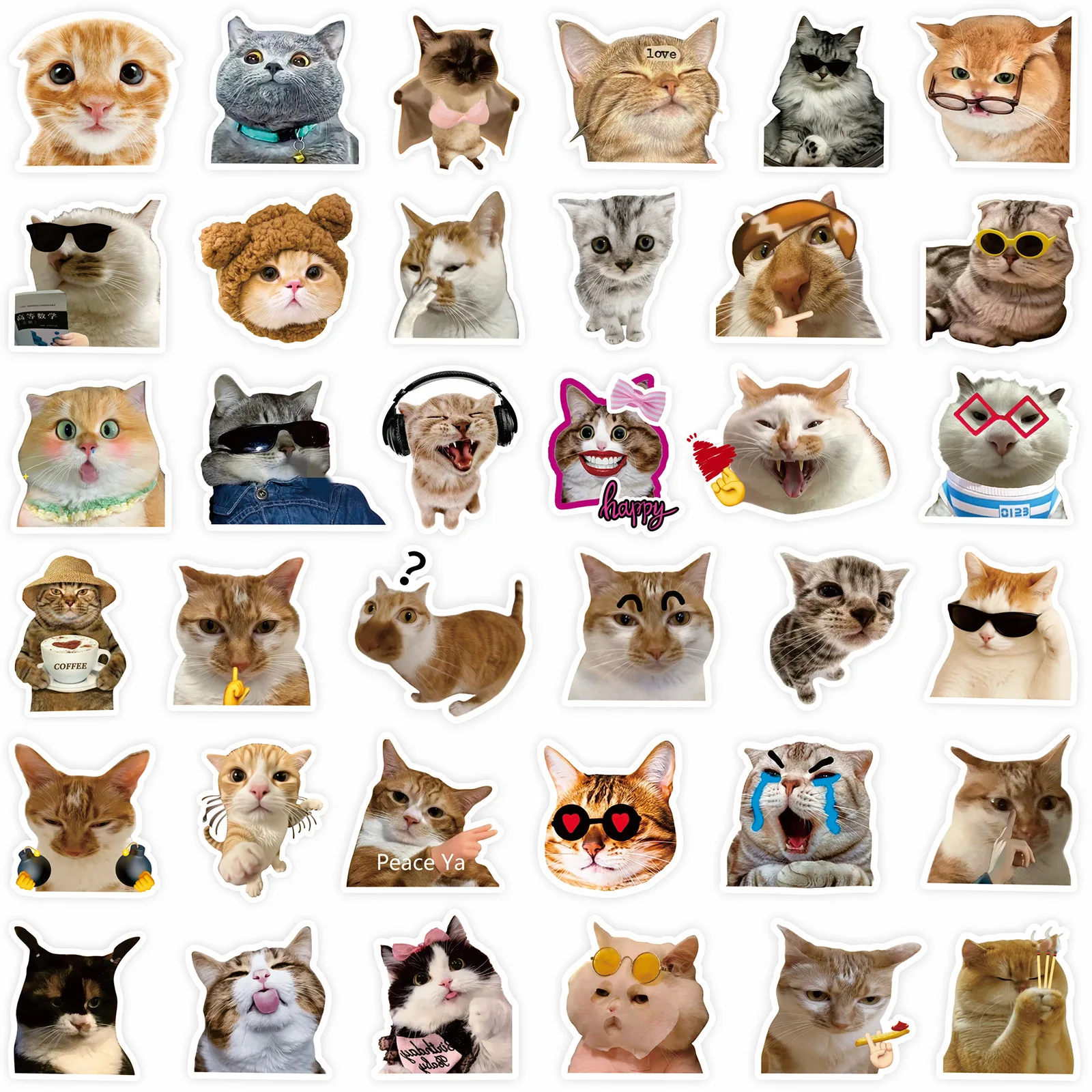 100 pçs engraçado bonito gato meme animais adesivos kawaii decalques scrapbooking notebook bagagem portátil skate adesivo brinquedo