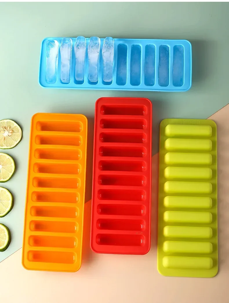 10 Holes Silicone Forms Long Strip Finger Biscuit Silicone Mold Oven Cake Puff Ice Cube Mould Tray Bakeware DIY Baking Tools