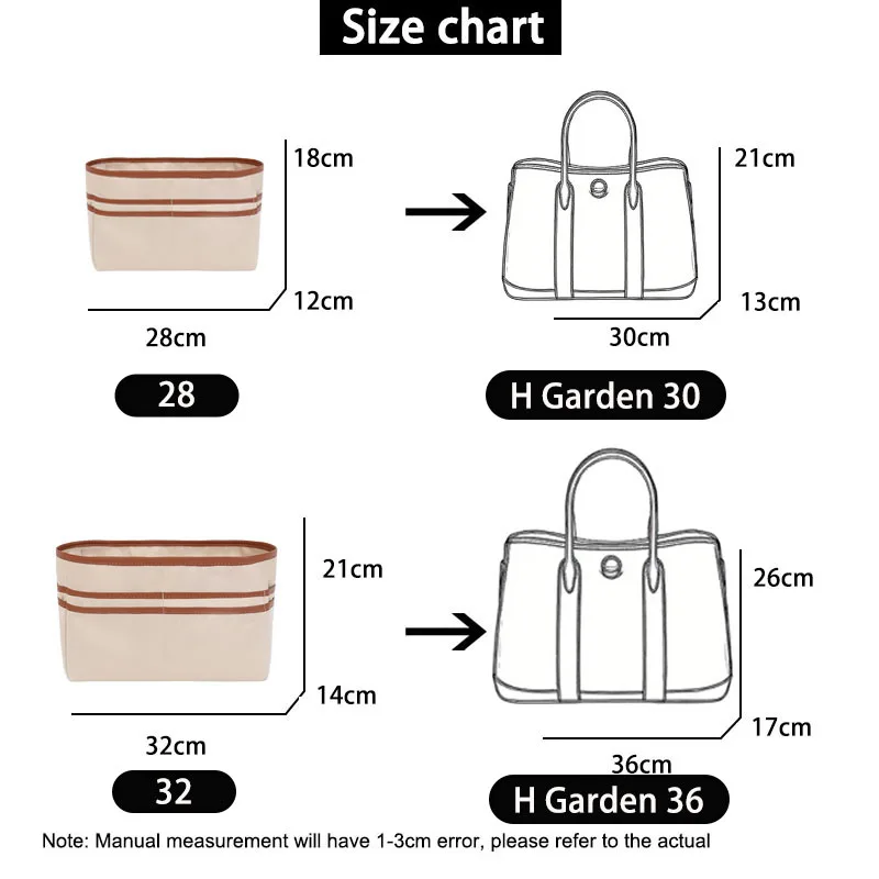EverToner Satin Liner Organizer for H Ga-den Party 30/36 Anti-Collapse Insert with Pockets to Protect Shape Space
