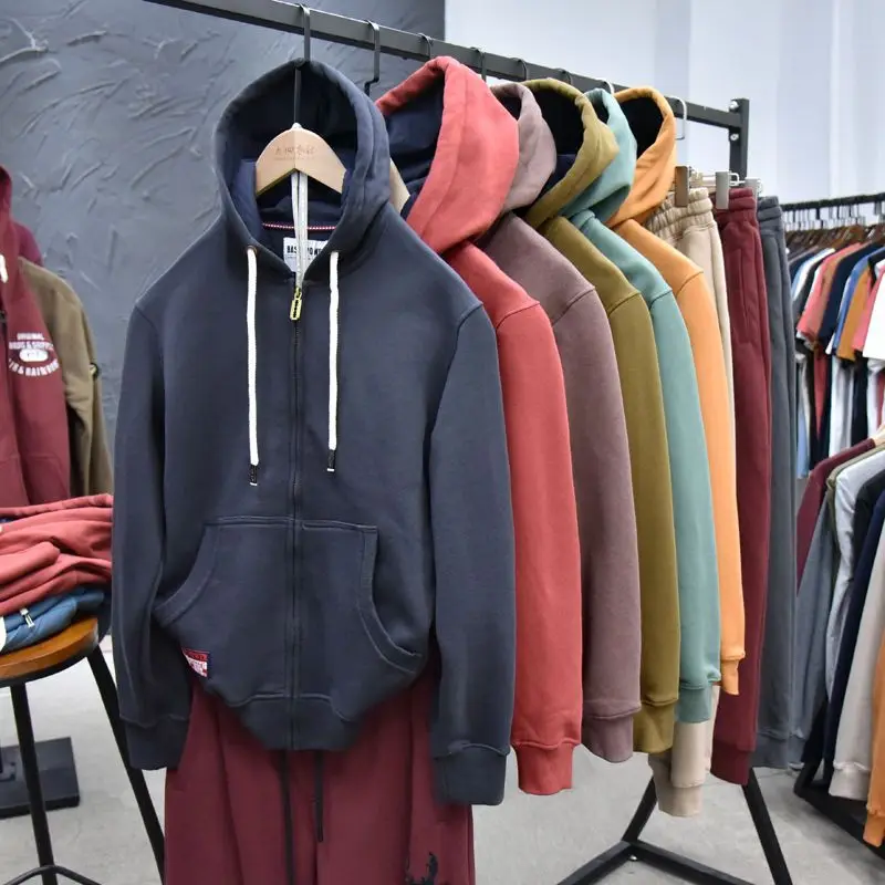 

Men's Oversized Fce Lined Zipper Cardigan Warm Casual Loose Hoodie American Sle Polyester Fiber Long Sve Hooded Sweat...