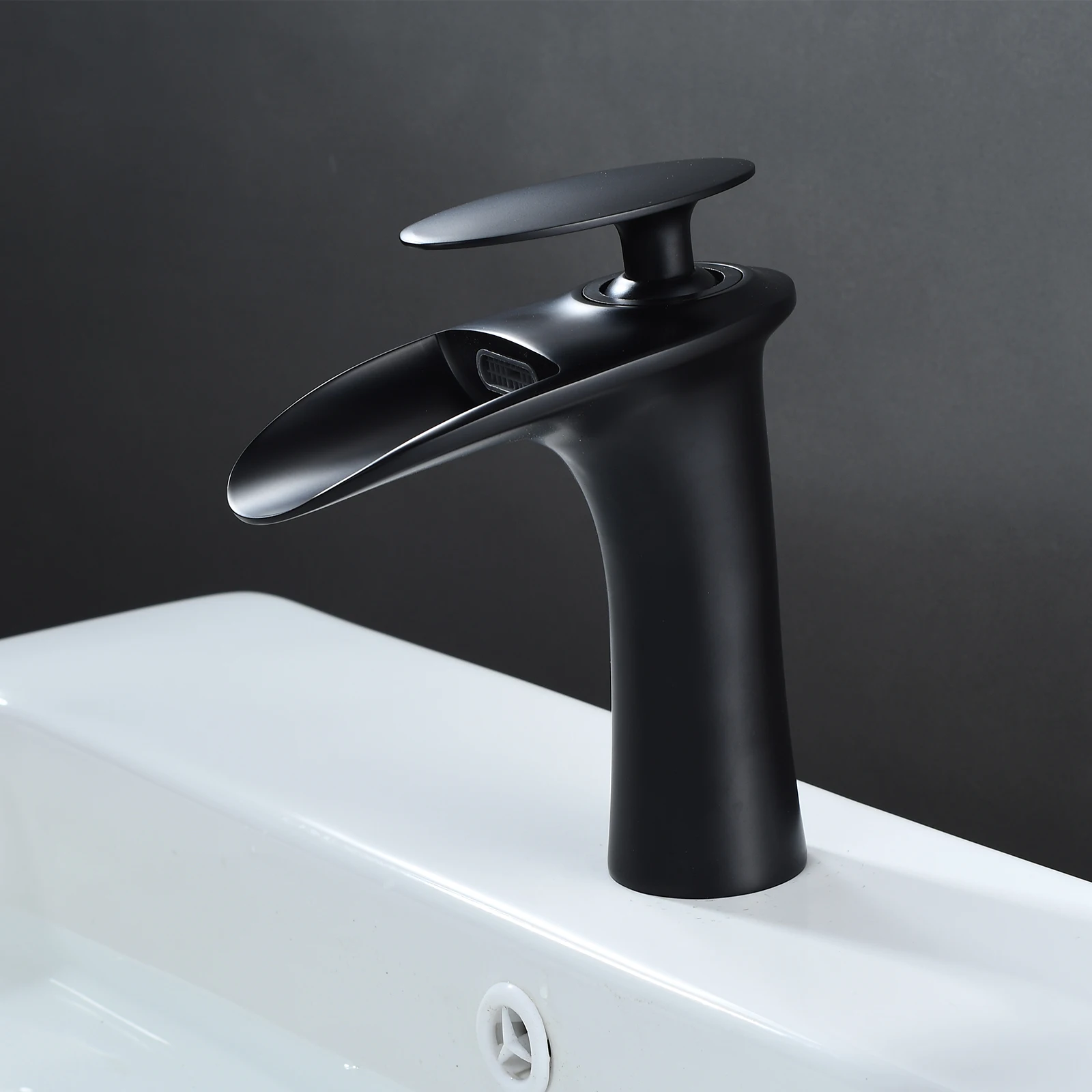 Bathroom Sink Faucet Waterfall Single Hole Single Handle Mixer Tap Modern Lavatory Vanity Commercial