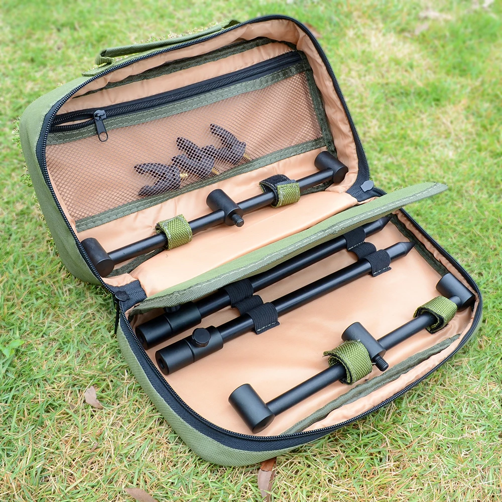Hirisi Karpfenangel-Rod-Pod-Set mit Buzz Bar und Banksticks sowie 3 Rutenauflagen in tragbarer Angeltasche – Detail 5