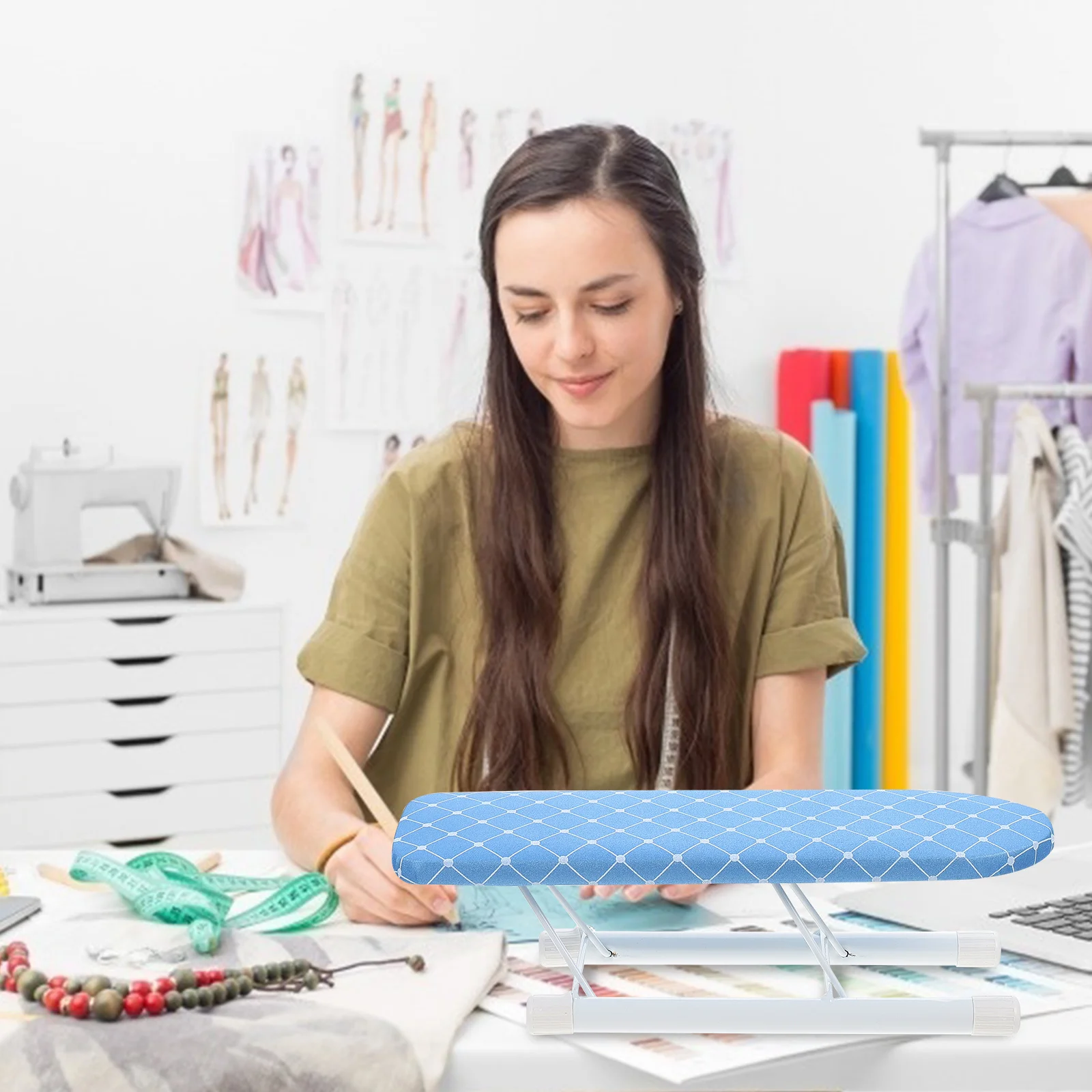 

Small Ironing Board with Flat Surface Ideal for Sleeves Collars Fast Ironing Foldable Space Saving Design Iron Board