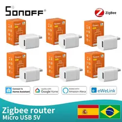 SONOFF-adaptador inteligente ZBMicro Zigbee, Micro USB, carga rápida, funciona como enrutador Zigbee, transmisión amplia, Control de voz, EWeLink, Alexa, Google