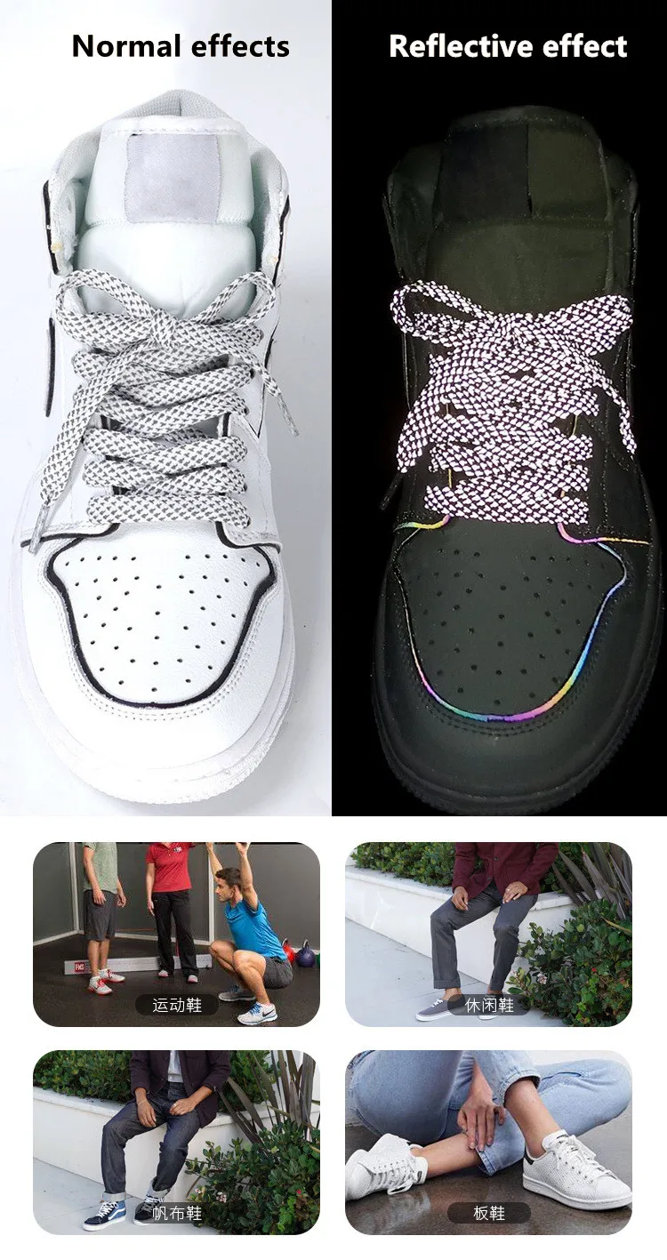 3M reflektierende Schnürsenkel für Turnschuhe, flache, leuchtende Schnürsenkel, coole, im Dunkeln leuchtende Schnürsenkel, Sport-Schnürsenkel für Erwachsene und Kinder – Detail 7
