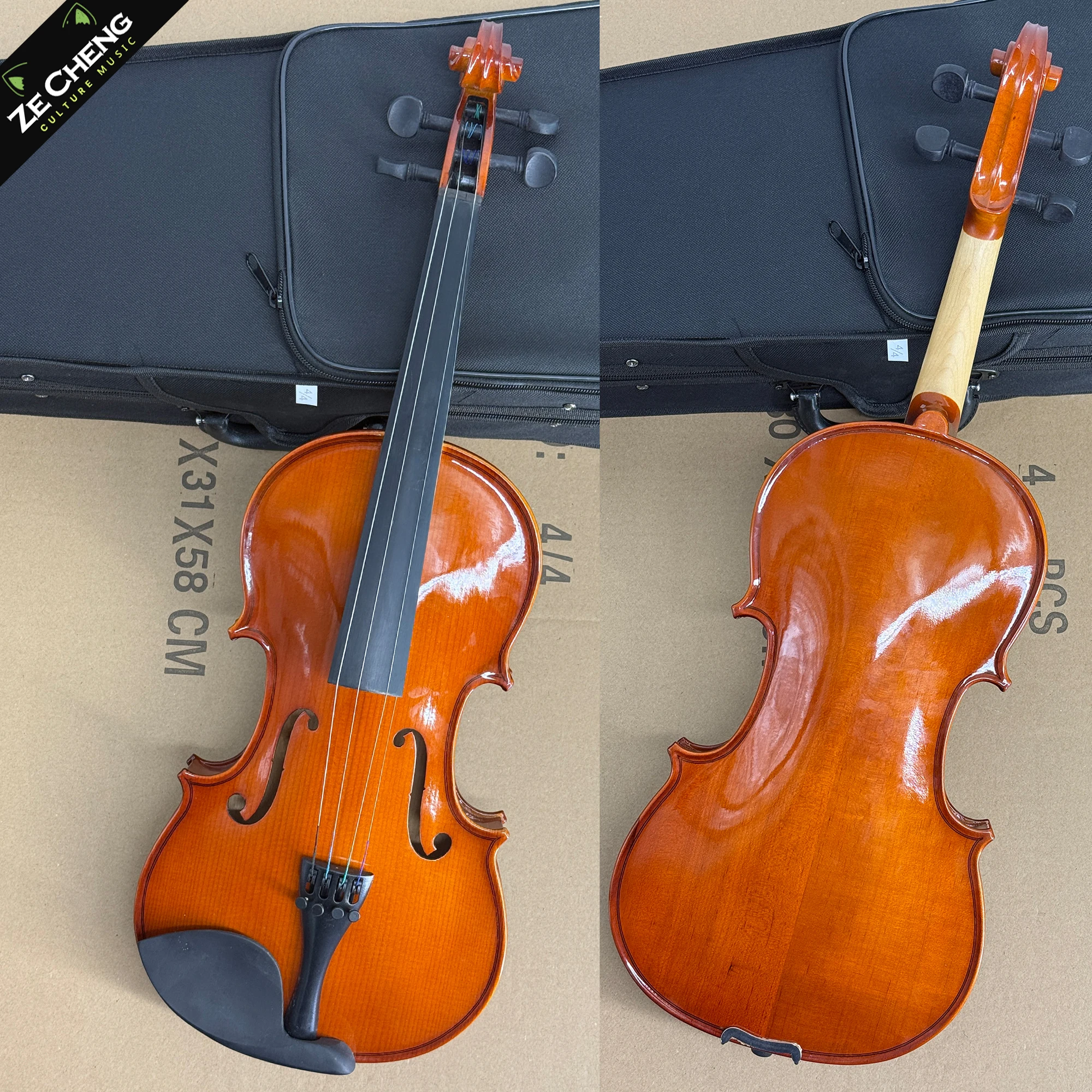 Violin 4/4 Spruce Maple Violin for Beginners with Case, Strings, Shoulder Rest, Bow, Mute, Full Size