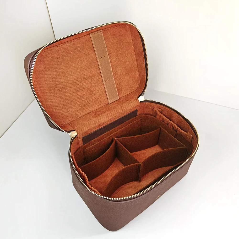 Kosmetiktasche mit individuellem Namen für Frauen, großes Fassungsvermögen, Kulturbeutel, Tasche für Reisen, tragbar, handgehalten, Make-up-Organizer aus Leder – Detail 7