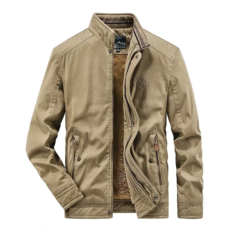 Parka de lana gruesa Vintage para hombre, chaqueta de trabajo cálida forrada de lana de algodón lavado, abrigos de terciopelo para acampar al aire libre y caza, Invierno 2024