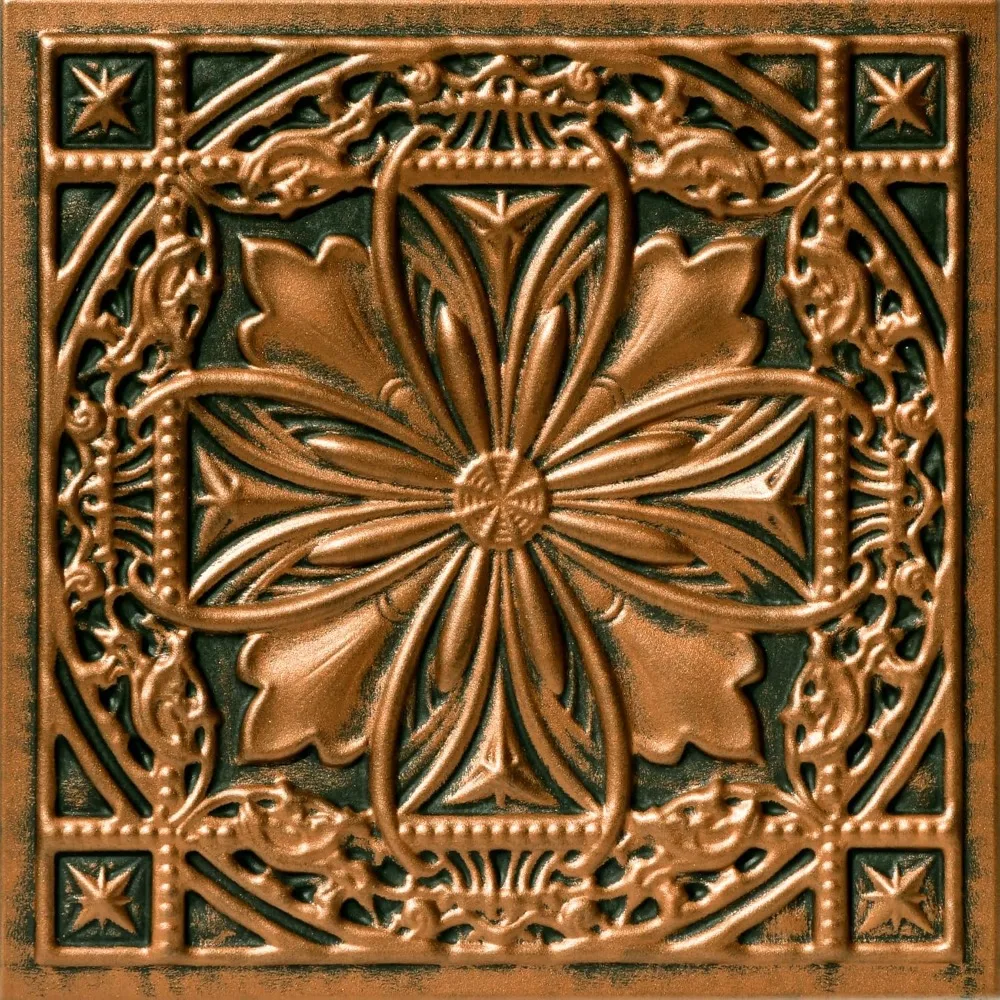 Потолок R124 Lucas's Shield Foam Клеевая потолочная плитка (259,2 кв. ft./футляр), упаковка из 9 шт., античная бронза