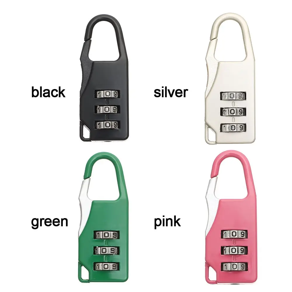 Durable 3 Digit Combination Lock Bags Padlock Password Locks Zipper Padlock Backpack Baggage Anti-theft Lock