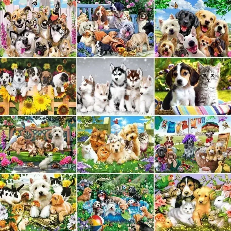 

638227 Frame DIY Painting by Numbers Dog Oil Painting Animals Picture Art canvas wall Home decor Unique Gift