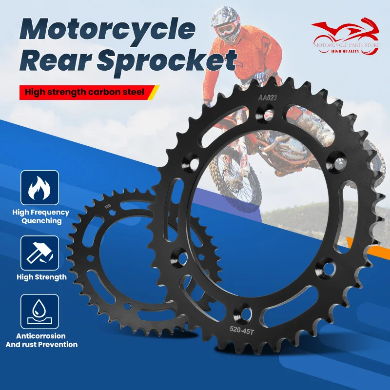 520-45T Motorcycle Rear Sprocket Chain Wheel For KTM 200 EXC 12-16 200 SX 02-06 250 EXC 450 SMR 21-22 525 MXC 525 SMR 560 SMR