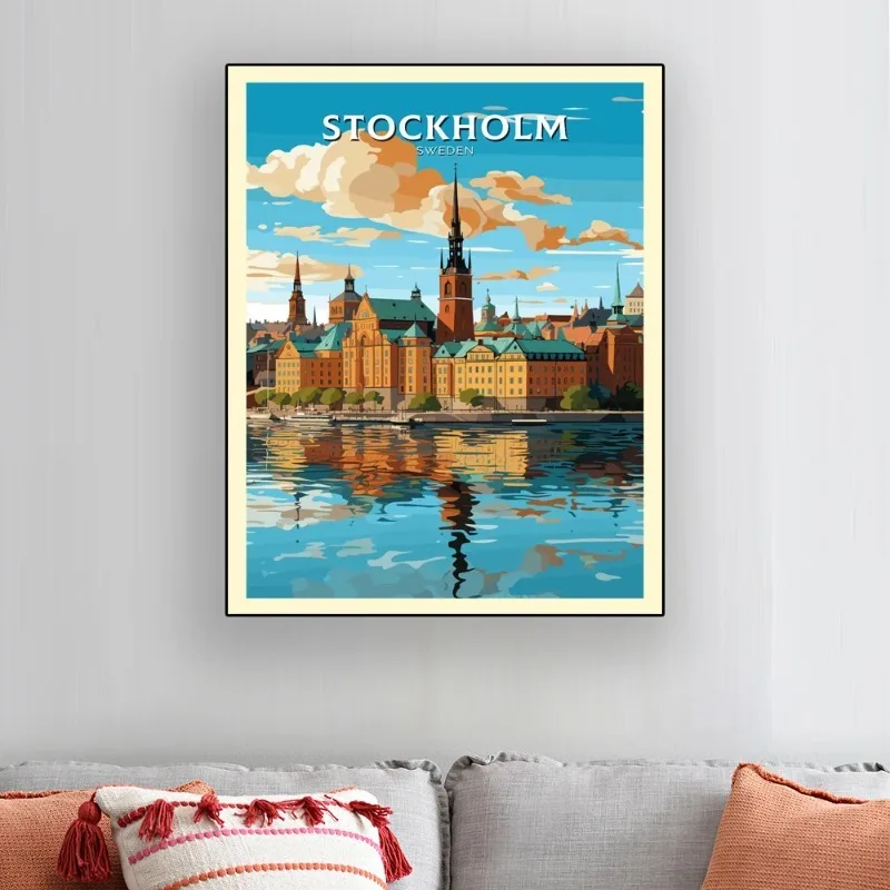 Canvas Poster Switzerland Travel Poster Abstract Poster Cityscape Painting Home Decoration Wall Art Painting