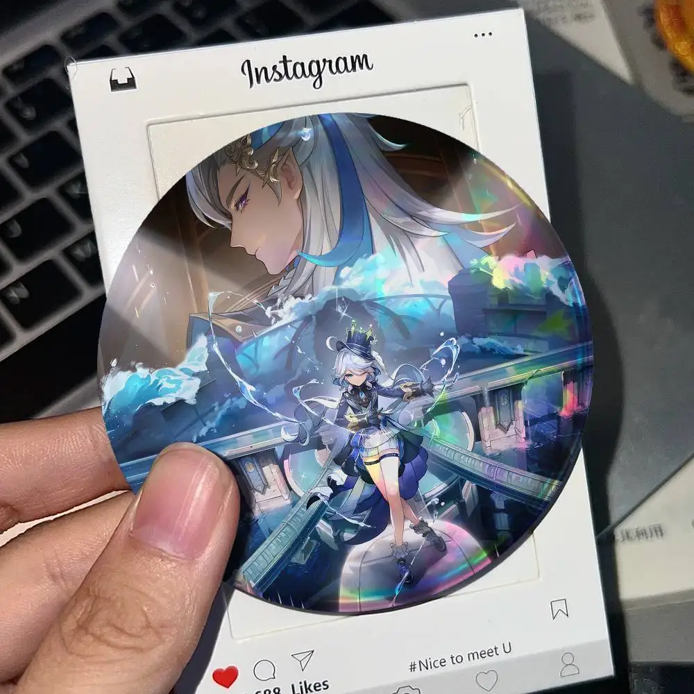 Genshin Impact For Badge Laser Holographic Custom Badge Image Metal Lapel Pin Brooch For Clothing Backpack Decorative