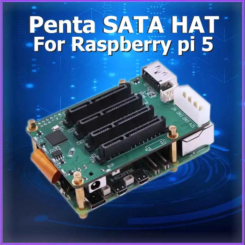 Raspberry Pi 5 Penta SATA HAT - Up to 5x SATA disks HAT for RPI 5