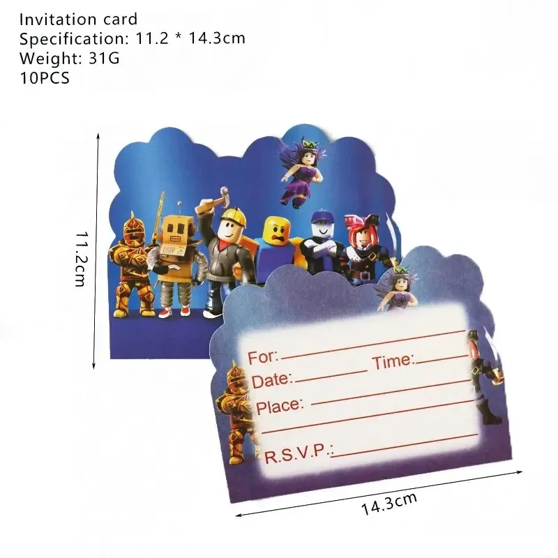 10 قطعة سلسلة ألعاب ROBLOX الكرتون صفحة واحدة النشاط ورقة بطاقة بطاقات دعوة حفلة عيد ميلاد لوازم بطاقة الأولاد الحسنات الطرف #3