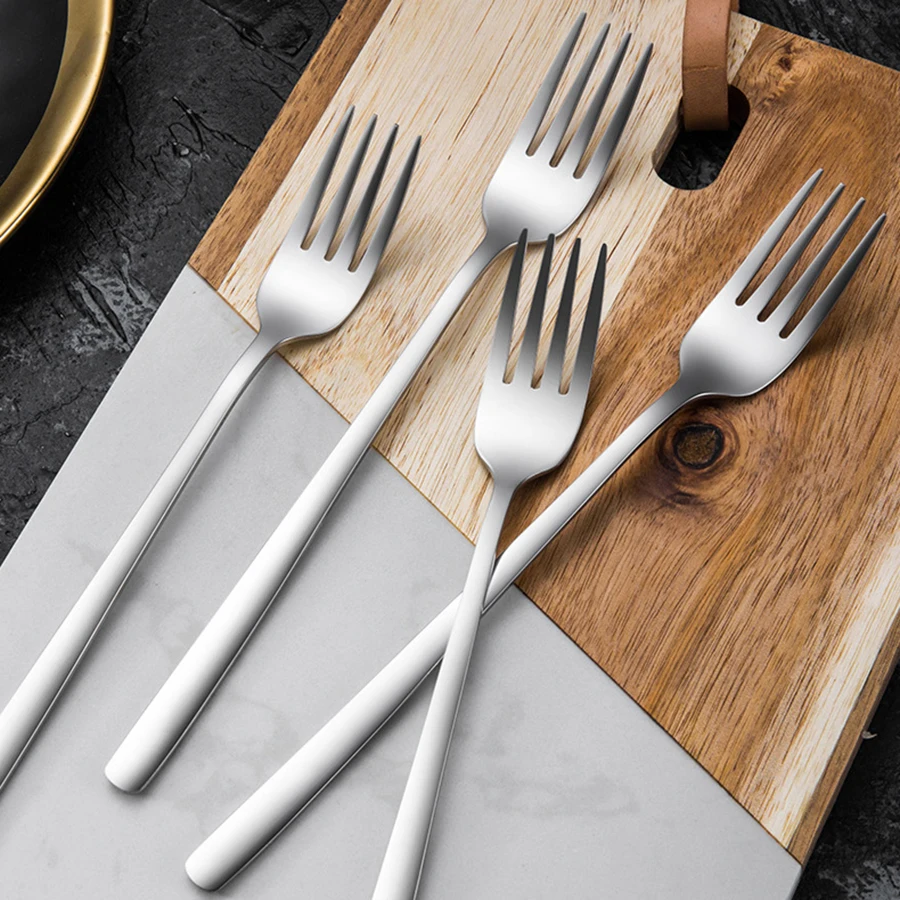 12 pieces of mirror-polished cutlery set, top food grade stainless steel silverware fork, dessert salad fruit fork, cutlery fork