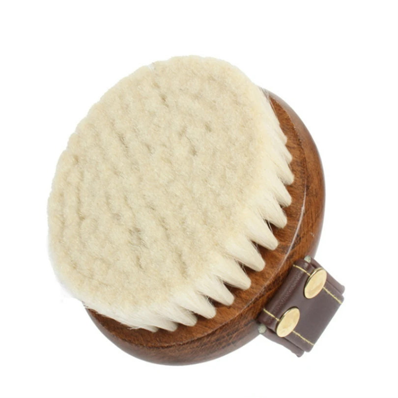 Natural Bristle Horse Hair Brush Wooden Round Soft Scrub Dry Cleaning Comb