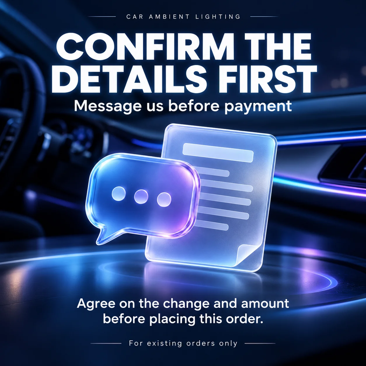 Car Ambient Lighting Order Update - Contact Us Before Purchase