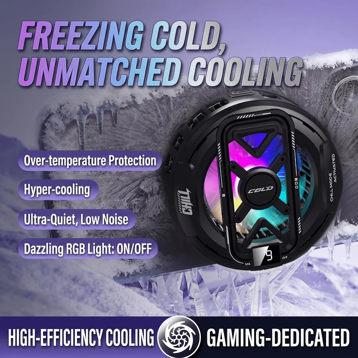K51 Semiconductor Magnetic Phone Cooler AI Temp Control Suction Radiator Fast Heat Dissipation Clip for Gaming Live Stream