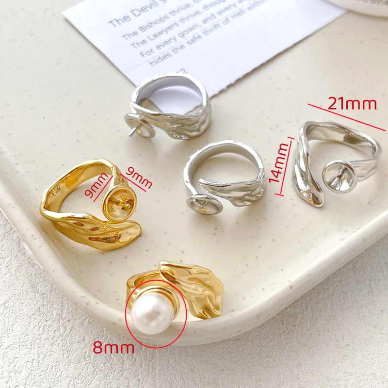 3 Pieces  Brass Plated with Genuine Gold  Baroque  Irregular  Ring Holder  DIY Makes Fashionable Jewelry Accessories Materials