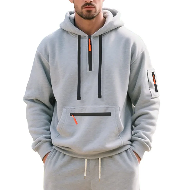 Men's Hooded Fleece Pullover Sporty Casual Jacket - Warm Comfortable European American Style Autumn Winter Outerwear