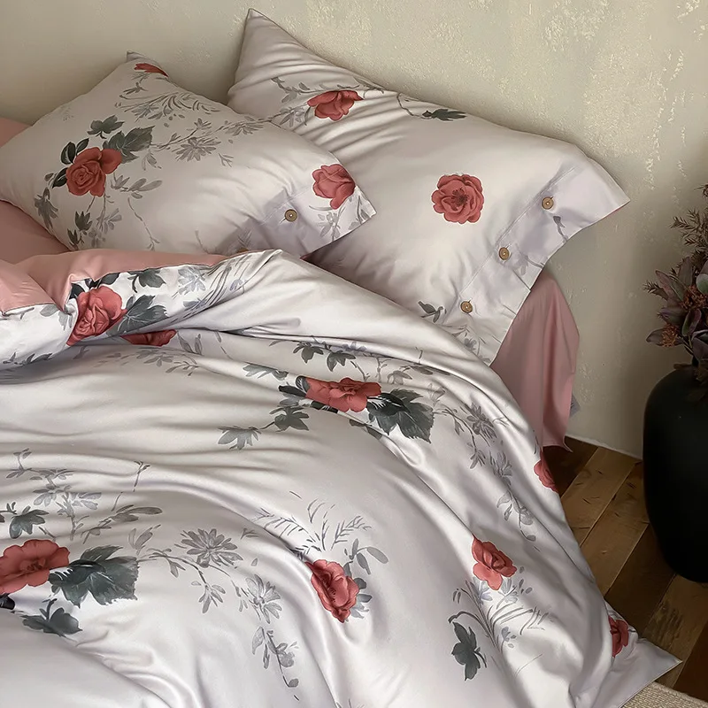 مجموعة أربع قطع فاخرة من قطن ايوسل 100 قابلة للتخصيص، شمعية ناعمة وصديقة للبشرة