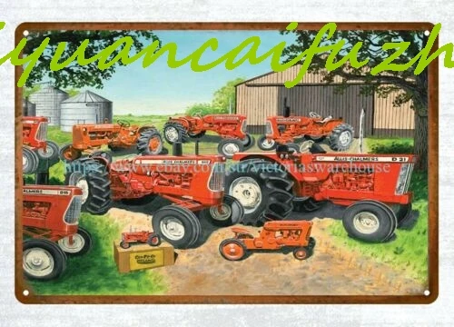 SJKY Allis Chalmers Tractor metal tin sign auto shop cafe  pub wall art