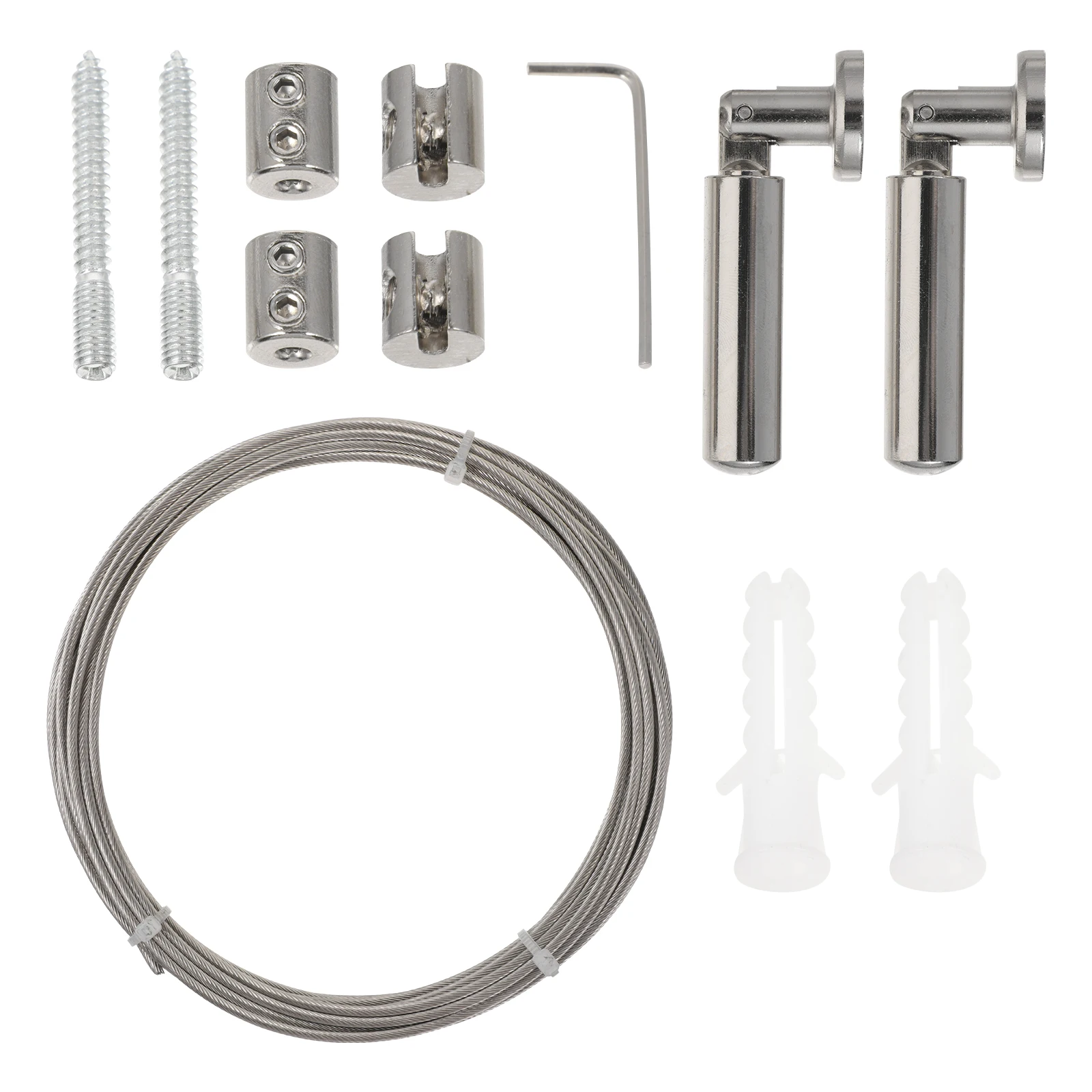 

1 комплект, 5 м, гибкая серебряная веревка для белья из нержавеющей стали, набор стержней для штор, длинная подвесная веревка для окна дома