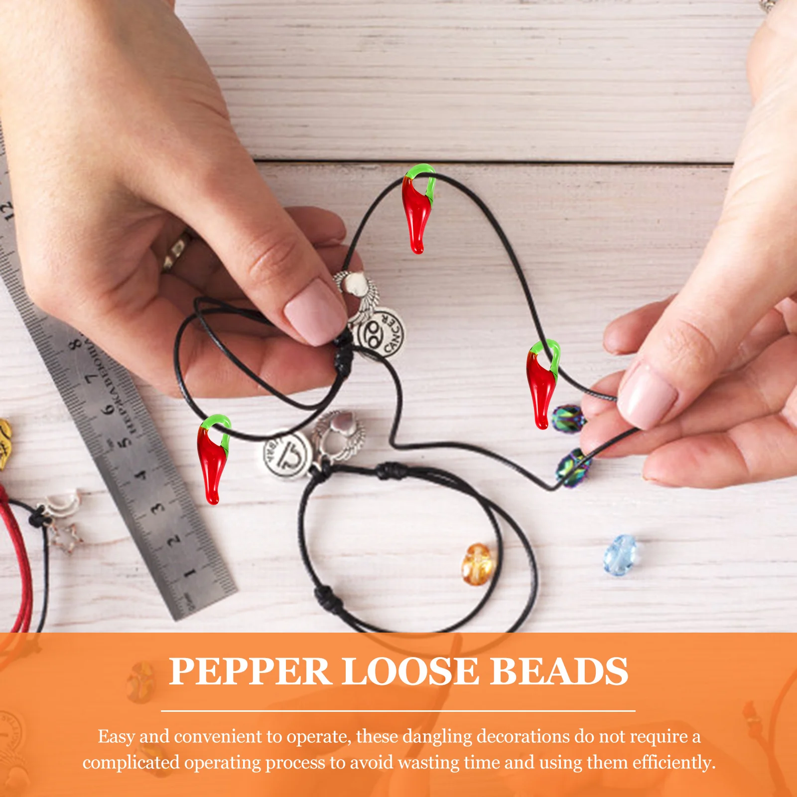 

50Pcs Pepper Loose Beads Handmade Glass Charms for DIY Earrings Necklaces Bracelets Hanging Pendants Craft Ornament Supplies