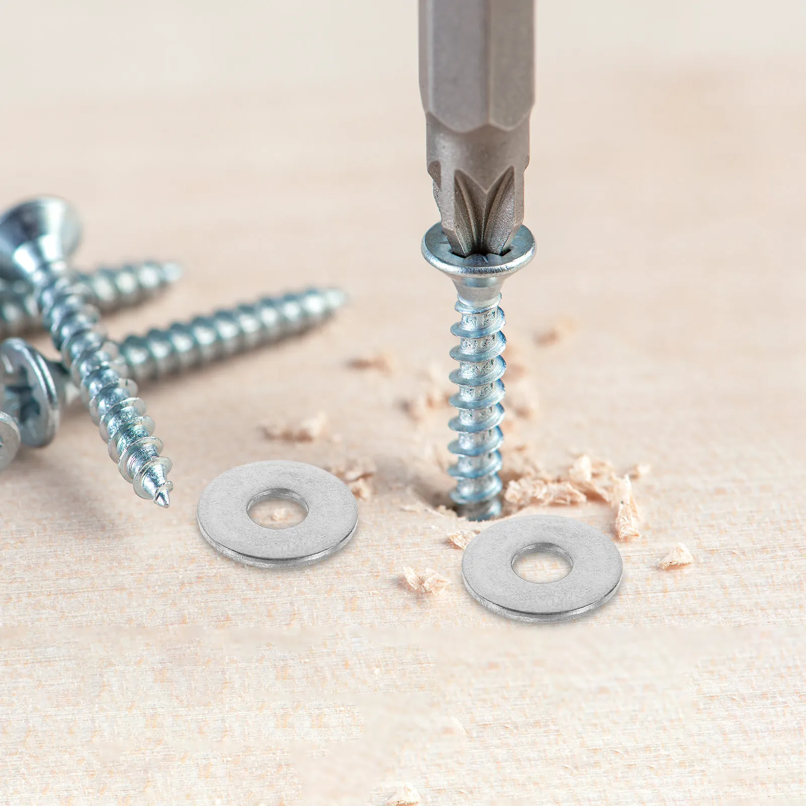 50Pcs Stainless Steel Flat Washers Break Resistant Tight Fit Washers for Screws Bolts Fasteners Repair Kit Set