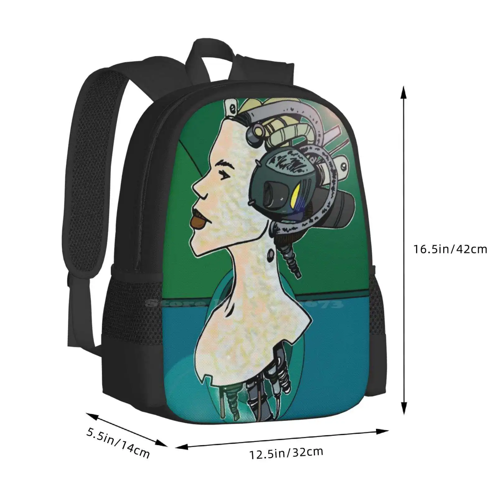 Queen Bee Large Capacity School Backpack Laptop Bags Scifi Robots