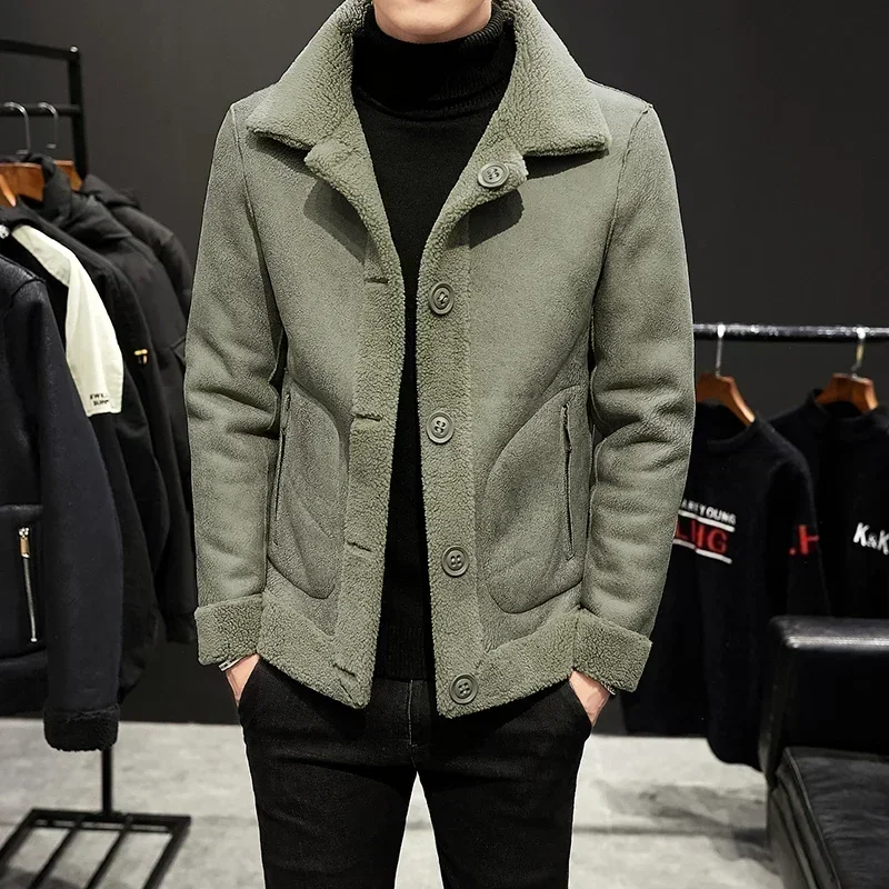 

Men's Winter Warm Wool Jacket Men's Granular Wool Fabric Reversible Wool Jacket Plus High Quality S-4XL Men Winter Jacket