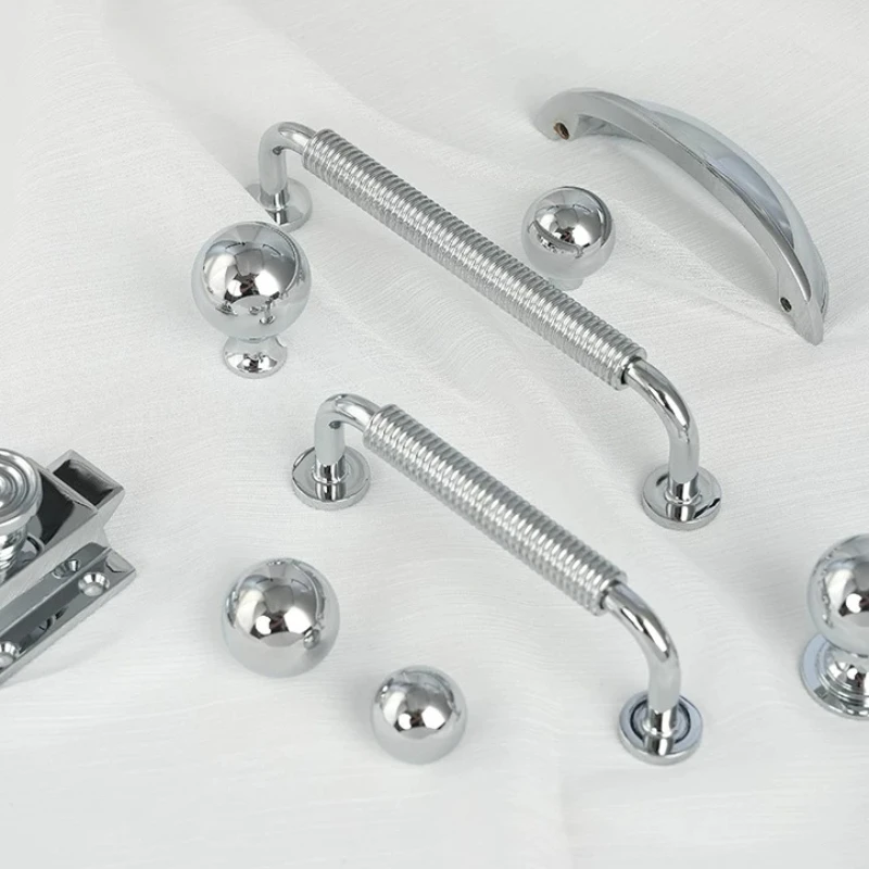 Modern Wardrobe Shoe Cabinet Knobs Kitchen Door Handles Titanium Silver Pull Drawer Cupboard Door Handle for Furniture Hardware