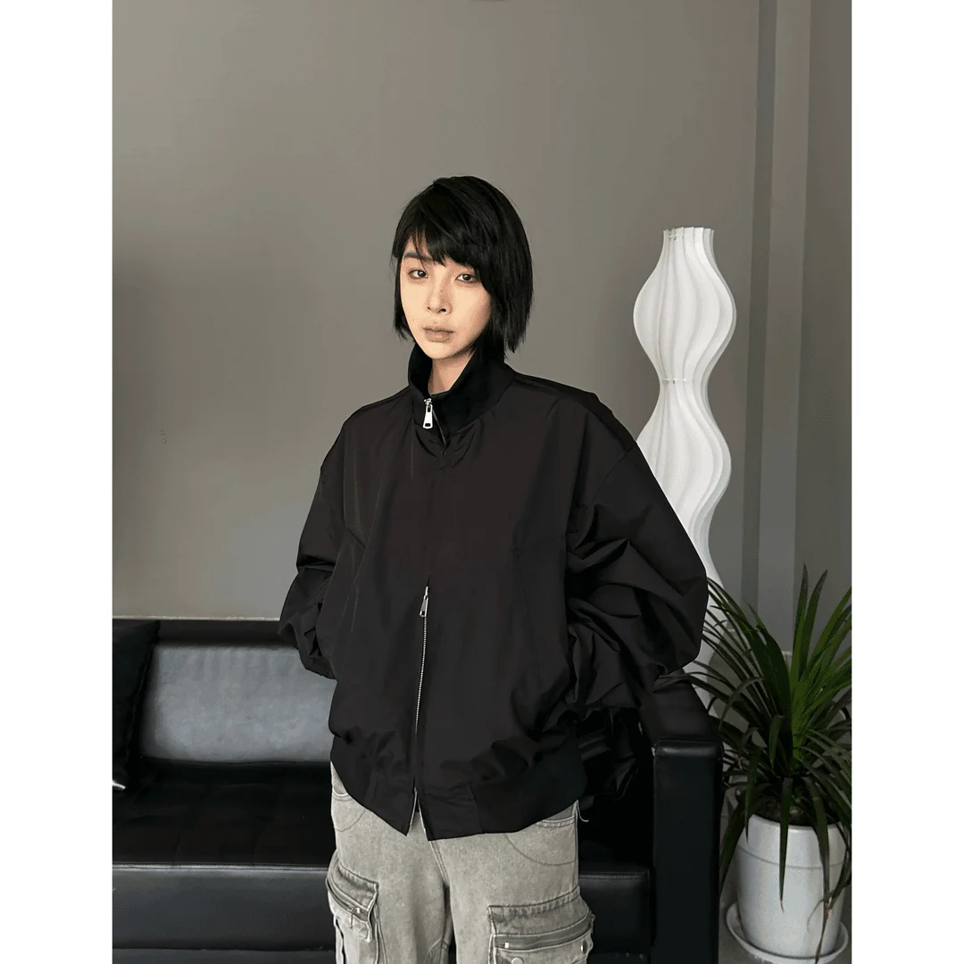 

Loose Fit Pilot Jaet Bomber Collar ort Sle for Men Spring Autumn Casual Versatile Loose ort Baseball Coat for Couples