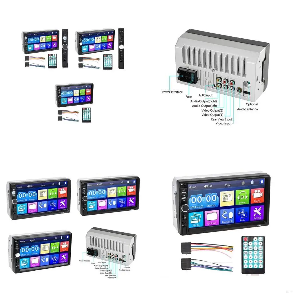 

Car Multimedia Player High Definition 7010B 7012B 7018B Mp5 FM Rear Display Phone Bluetooth-compatible Interconnection H9EE