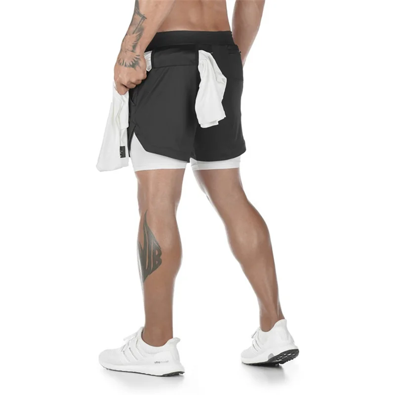 Herren-Performance-Shorts, einfarbig, 2-in-1-Gymnastik-Shorts, Kompression, dehnbar, Sport-Shorts, schnell trocknend, Fitness, Workout, Sommer – Detail 16