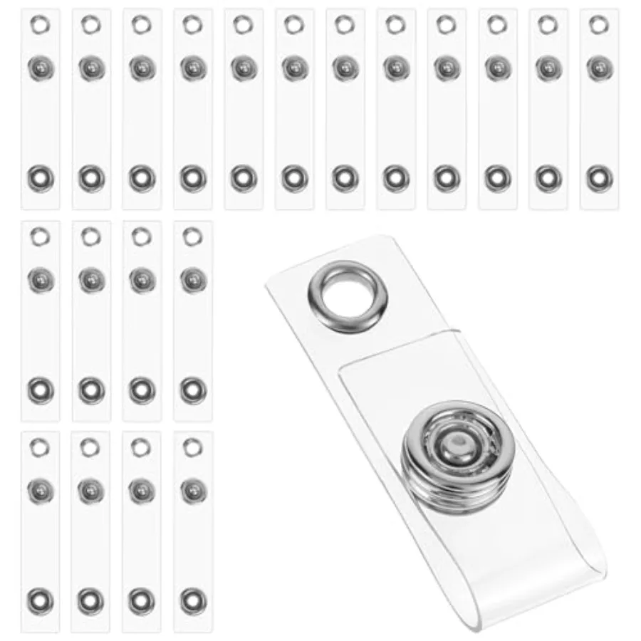 

20 Pcs ID Badge Clip Clear ID Badge Holder Straps with Sp and Eyelet Plastic Badge Clips Lanyard Clips Badge Holder Clip Replac
